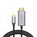 Savio USB-C to HDMI 2.0B cable 2m silver / black gold tips CL-171 HDMI kabelis USB C HDMI Type A (St Savio USB-C to HDMI 2.0B cable 2m silver / black gold tips CL-171 HDMI kabelis USB C HDMI Type A (St