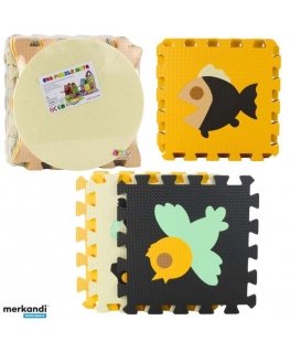Lean Toys Foam Puzzle Mat for Kids with Animal Shapes, 16 Pieces