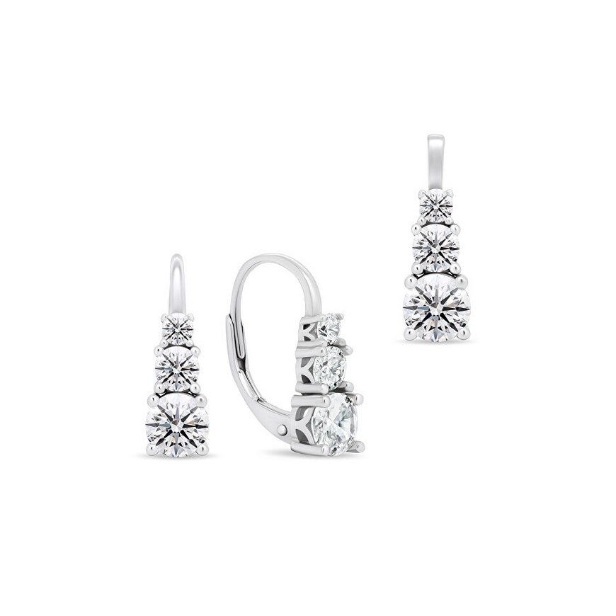 Brilio Silver Brilio Elegant Silver Jewelry Set with Zirconia SET221W (earrings, pendant) – 2