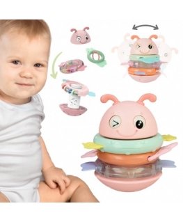 WOOPIE Baby Wańka Wstańka Aistilelu 2in1 Tärisevä Purulelu Vaaleanpunainen