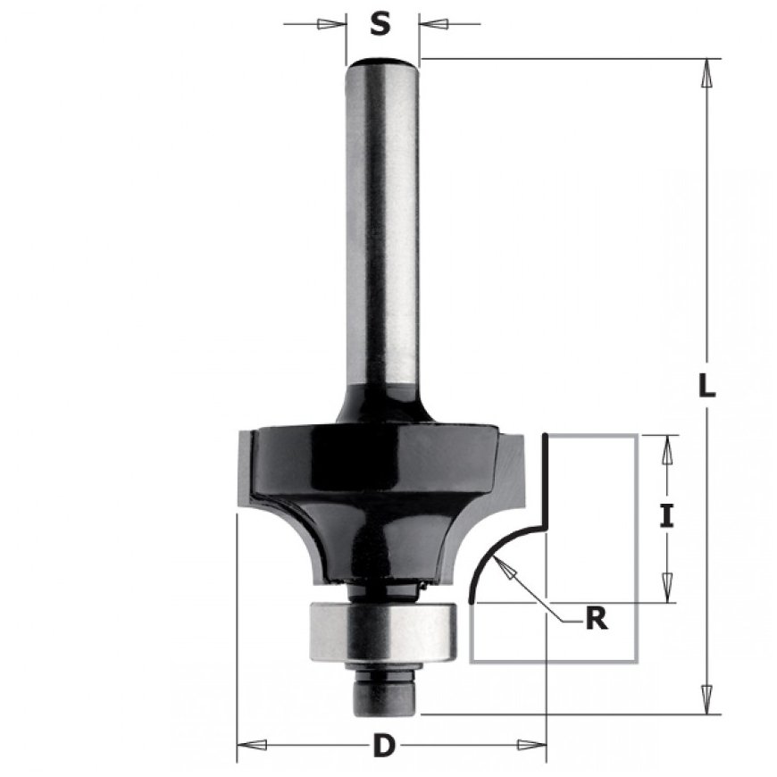 Apvalinimo freza CMT Contractor K938-167 R2 S8 D16,7 mm su guoliu – 2