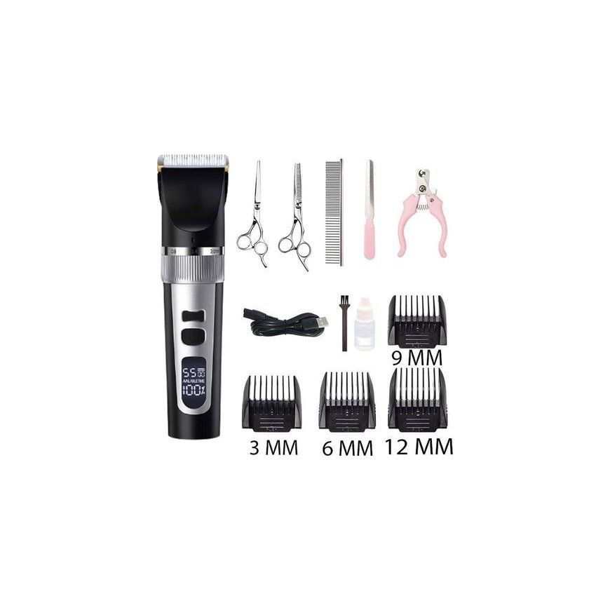 Retoo Wireless Dog Grooming Clipper LCD 9 W 4 Attachments – 2