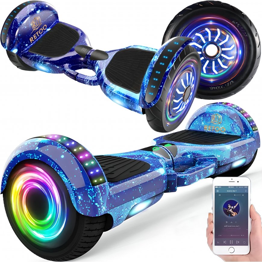 Retoo Electric Skateboard Hoverboard with Bluetooth Speaker, LED Light, and 6.5'' Protectors – 2