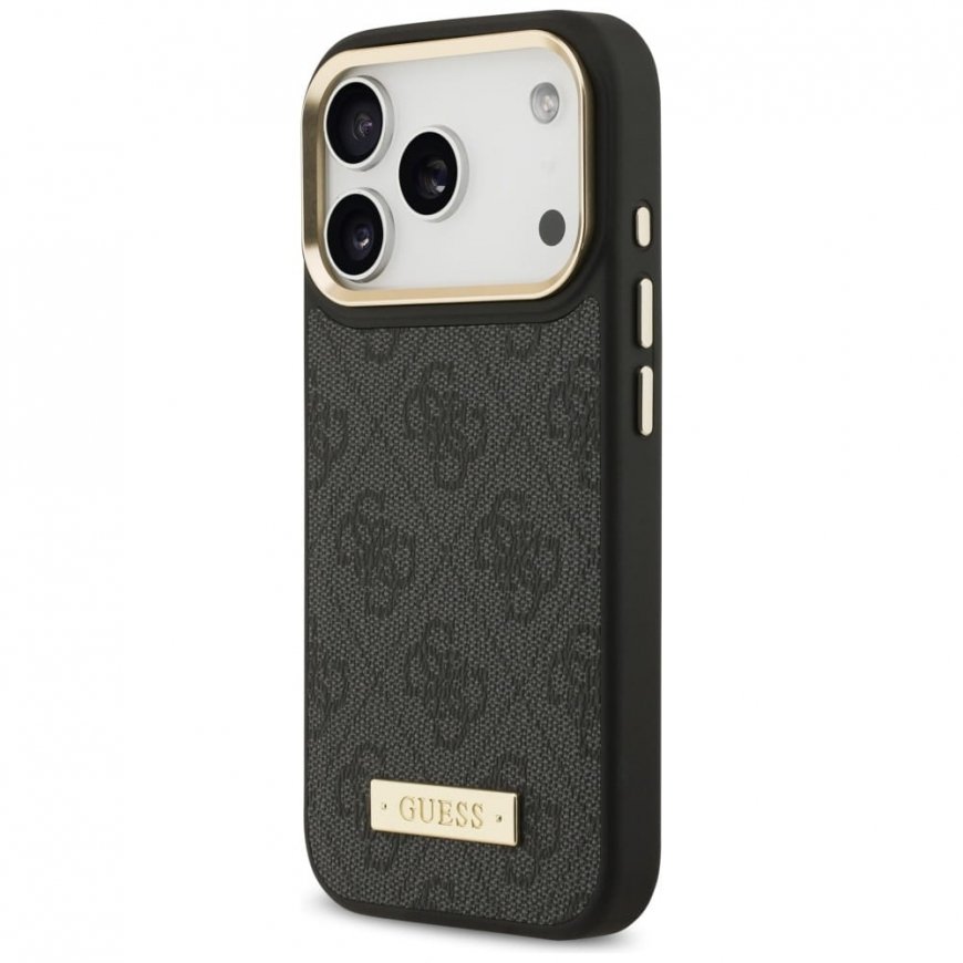 Guess 4G Logo Plate MagSafe kate Apple iPhone 17 Pro musta värviga