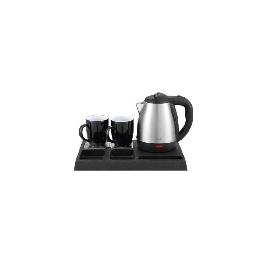 Adler AD 1354 Nerūsējošā tērauda tējkanna 1,2 l | sveiciena paplāte ar krūzēm un nodalījumiem