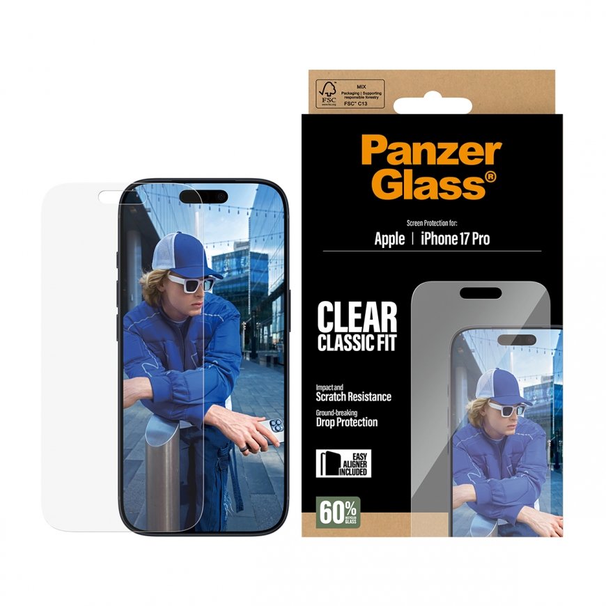PanzerGlass ® Screen Protector iPhone 17 Pro | Classic Fit w. EasyAligner Caurspīdīgs ekrāna aizsarg – 2