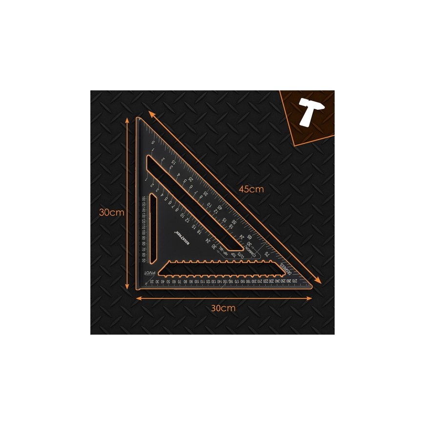 Aluminum carpenter's square BIGSTREN 30x30 cm, 90° and 45° angles – 2