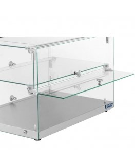 Royal Catering Konditerijos bufeto vitrina tortams, desertams, bandeliams, stiklinė, 2 lentynos, 50 l