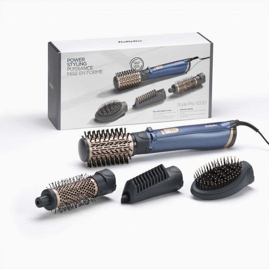 BaByliss AS965E plaukų formavimo šukos Karšto oro šepetys Šiltas Auksas, Žalsvai mėlyna 1000 W 2,5 m – 2