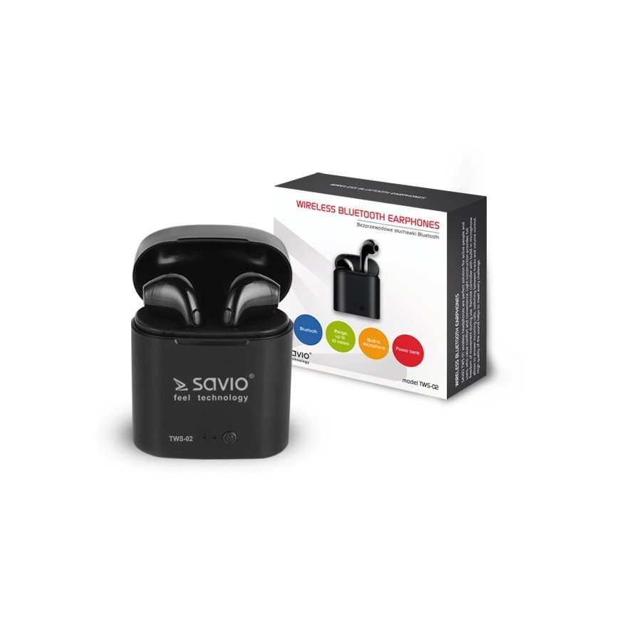 Savio TWS-02 kuulokkeet ja kuulokemikrofoni Langaton In-ear Puhelut/Musiikki Bluetooth musta – 5