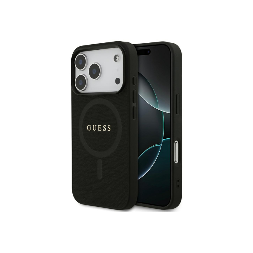 Guess Saffiano Classic Logo MagSafe case for Apple iPhone 17 Pro in black color – 2