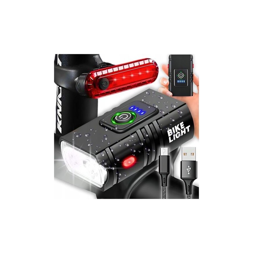 Retoo akumulatora velosipēda lampa priekšā aizmugurē 4 režīmi 4400 mAh - 2 gab. – 2