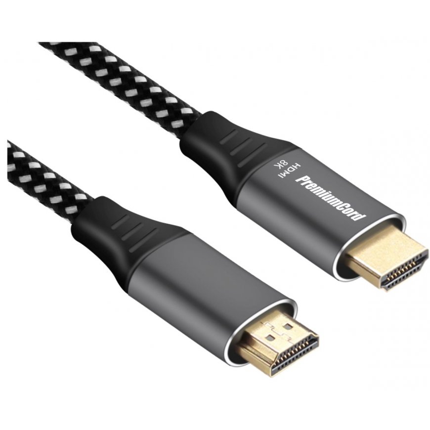 PREMIUMCORD HDMI 2.1 suurnopeus + Ethernet-kaapeli 8K@60Hz, kullatut liitännät, 1,5 m – 2