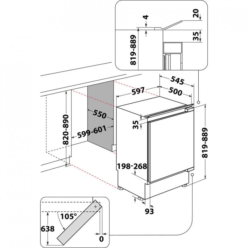 Whirlpool WBUL021 jääkaappi Kiinteä 144 L E Valkoinen – 4