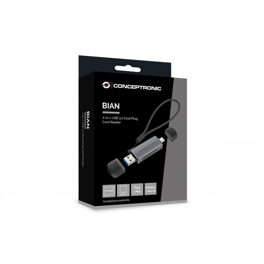 Conceptronic BIAN05G кардридер USB 3.2 Gen 1 (3.1 Gen 1) Type-A/Type-C Серый – 3