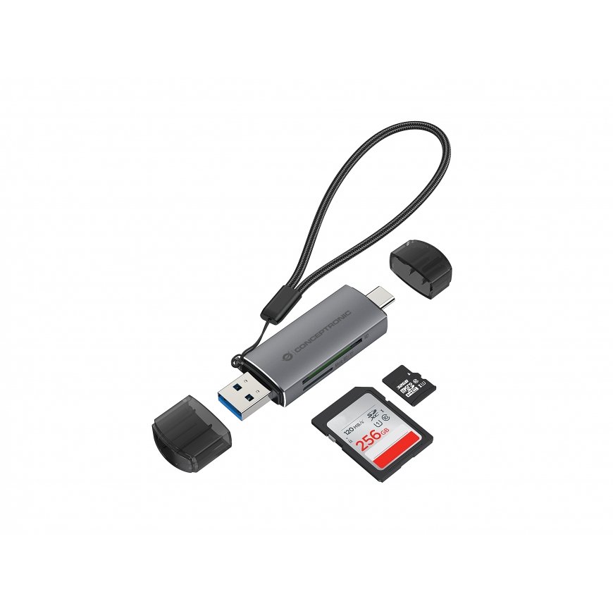 Conceptronic BIAN05G 2-in-1 USB 3.0 Dual Plug Card Reader, SD/MicroSD 3.0, UHS-I – 4