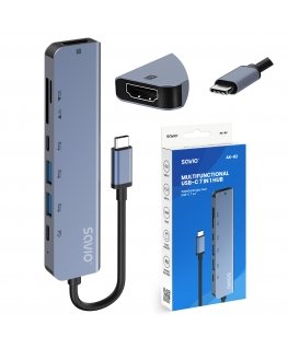 Savio AK-82 хаб-разветвитель USB Type-C 5000 Мбит/с Черный