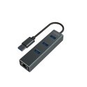 Savio AK-57 USB-A - 3 x USB-A HUB with RJ-45 Gigabit Ethernet adapter 5000 Mbit/s grey Savio AK-57 USB-A - 3 x USB-A HUB with RJ-45 Gigabit Ethernet adapter 5000 Mbit/s grey