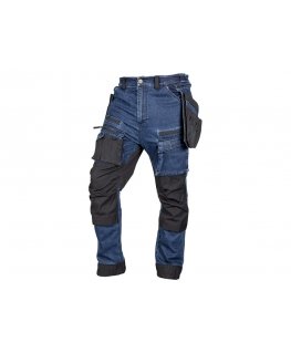 Neo Tools Džinsinės darbo kelnės, su Cordura sutvirtinimais, nuimamomis kišenėmis, tamsiai mėlynos, M dydis