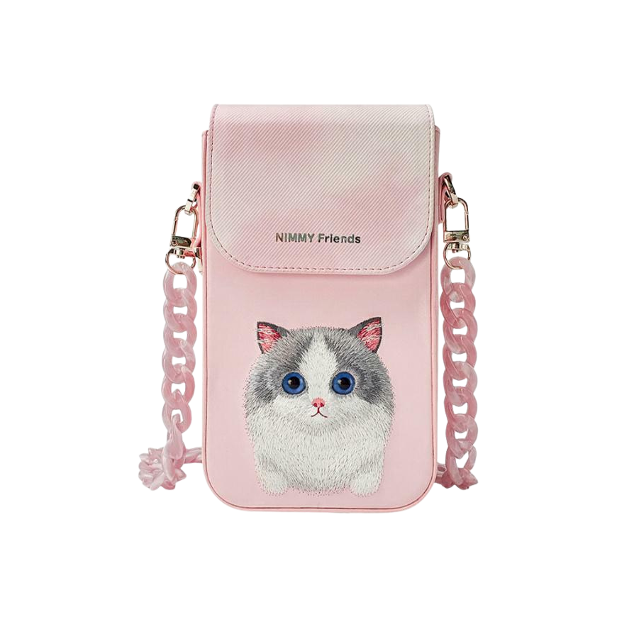 Nimmy 3in1 phone case + bag + item finder case for phone in pink color Big Eyed Pet 2.0 Cat – 2
