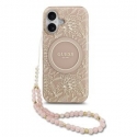 Guess IML Flowers Allover Strap MagSafe чехол для Apple iPhone 17 розового цвета Guess IML Flowers Allover Strap MagSafe чехол для Apple iPhone 17 розового цвета