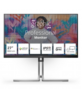 AOC Q27U3CV kompiuterio monitorius 68,6 cm (27") 2560 x 1440 pikseliai 4K Ultra HD LCD Juoda