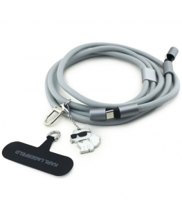 Universal Case Karl Lagerfeld CBDY Choupette Charm USB-C USB-C Cable Lanyard Black