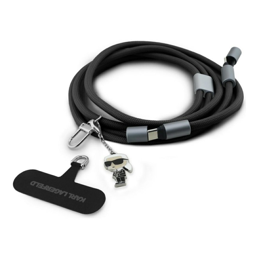 Dēklis Universāls Karl Lagerfeld CBDY Ikonik Charm USB-C USB-C Kabeļa Siksna Melns – 2