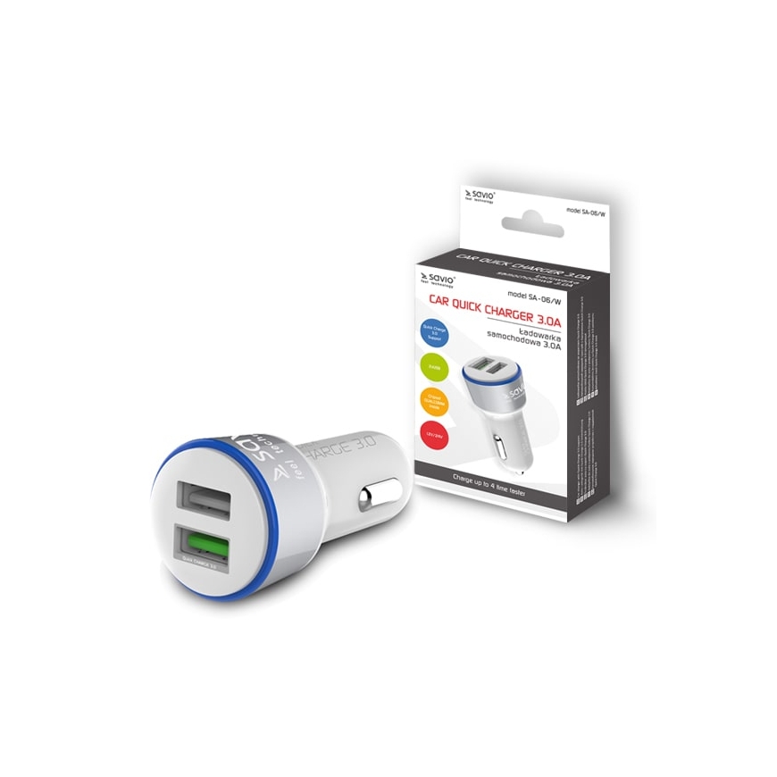 Savio SA-06/W mobiilseadme laadija Universaalne Valge Sigaretisüütaja Kiirlaadimine Automaatne – 2