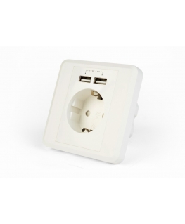 EnerGenie EG-ACU2A2-01 pistorasia 2 x USB + CEE 7/3 Valkoinen