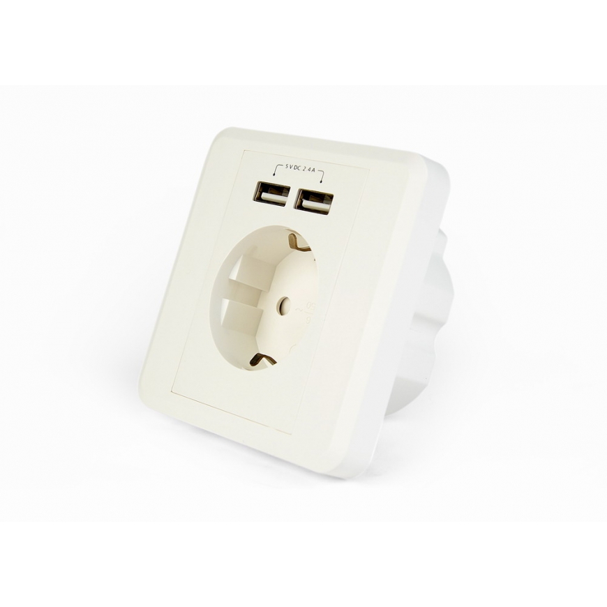 EnerGenie EG-ACU2A2-01 šakutės lizdas 2 x USB + CEE 7/3 Balta – 4