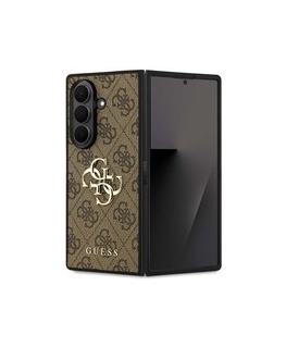 Guess 4G Big 4G Classic Logo Big Strap Metal Buttons case designed for Apple iPhone 17 Pro in brown color