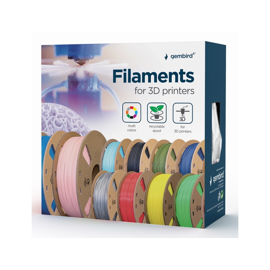 Gembird 3DP-PLA-FL-01-W materjal 3D-printimiseks Polülaktiid (PLA) Valge 1,32 kg