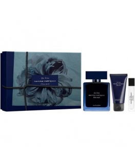 Narciso Rodriguez For Him Bleu Noir rinkinys: kvepalai purškiklis 100ml + dušo gelis 50ml + kvepalai purškiklis 10ml