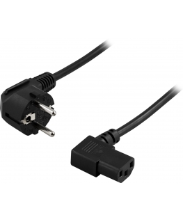 Deltaco Earthed device cable, angled CEE 7/7 max250V/10A, 3m