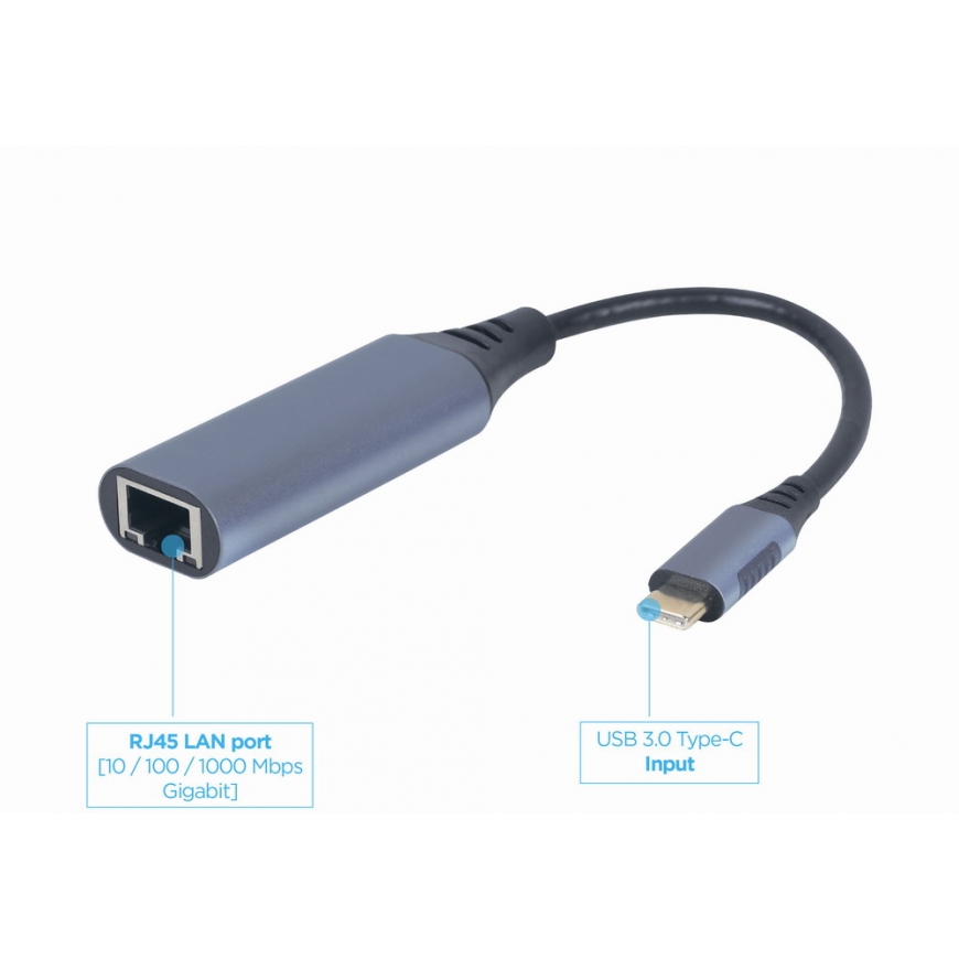 Gembird A-USB3C-LAN-01 laptop dock/port replicator USB 3.2 Gen 1 (3.1 Gen 1) Type-C Black, Grey – 3