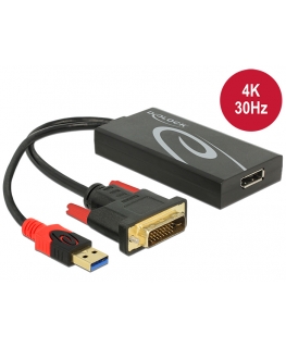 DeLOCK 0.3m, DVI 24+1 + USB-A/Displayport 20p 0,3 m DVI-D + USB HDMI Черный