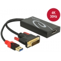 DeLOCK 0.3m, DVI 24+1 + USB-A/Displayport 20p 0,3 m DVI-D + USB HDMI musta DeLOCK 0.3m, DVI 24+1 + USB-A/Displayport 20p 0,3 m DVI-D + USB HDMI musta