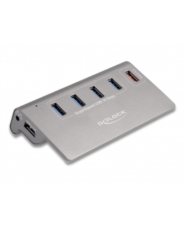 DeLOCK 64182 хаб-разветвитель USB 3.2 Gen 2 (3.1 Gen 2) Type-A 10 Мбит/с Серый