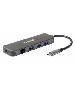 D-Link DUB-2334 док-станция для ноутбука Проводная USB Type-C Серый