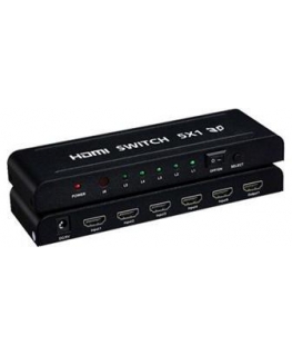 ПРЕМИУМКОРД HDMI переключатель 5:1 металлический с дистанционным управлением и адаптером питания