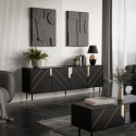 Cama 4D MOUNTAIN chest of drawers 204x40x72 black + gold Cama 4D MOUNTAIN chest of drawers 204x40x72 black + gold