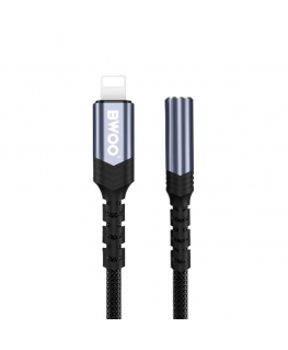 AUX adapteris 3.5mm - Lightning melns BZ48