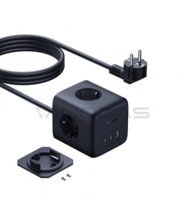Ilgiklis 3AC ligzdām 1.5m ar USB lādētāju (67W USB-A, USB-C) EnerFill BASEUS