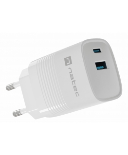 NATEC NUC-2140 mobiililaitteen laturi Universaali Valkoinen AC Pikalataus Sisätila
