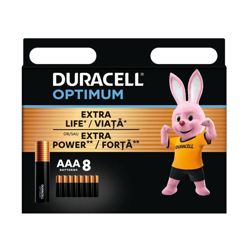 Bateriad DURACELL Optimum, AAA, 8 tk.