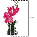 Atmosphera Glass vase with artificial flowers in white color, durable decoration for any interior