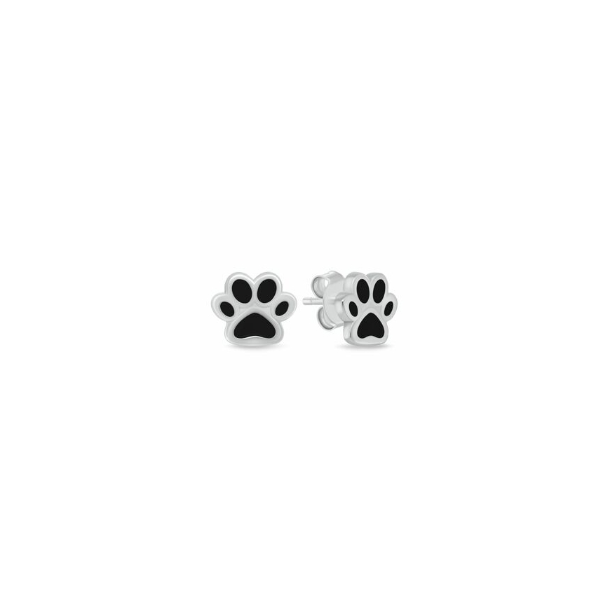 Brilio Silver Cute silver earrings Black paw EA1213WBC