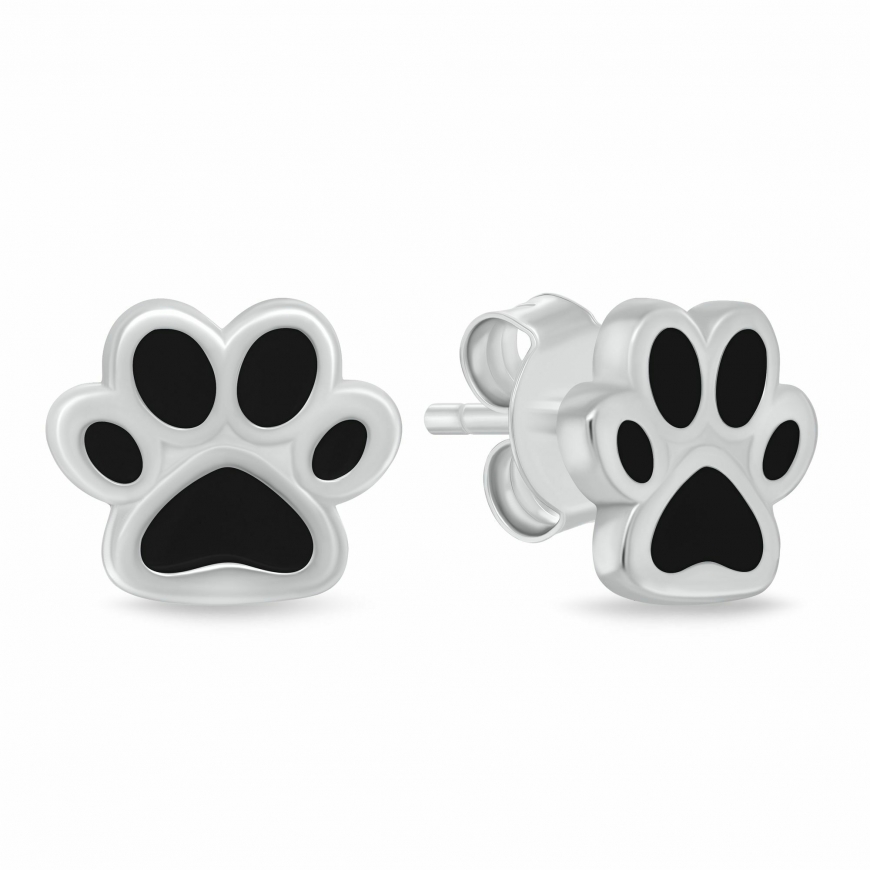 Brilio Silver Cute sudraba auskari Melnais ķepas EA1213WBC – 2