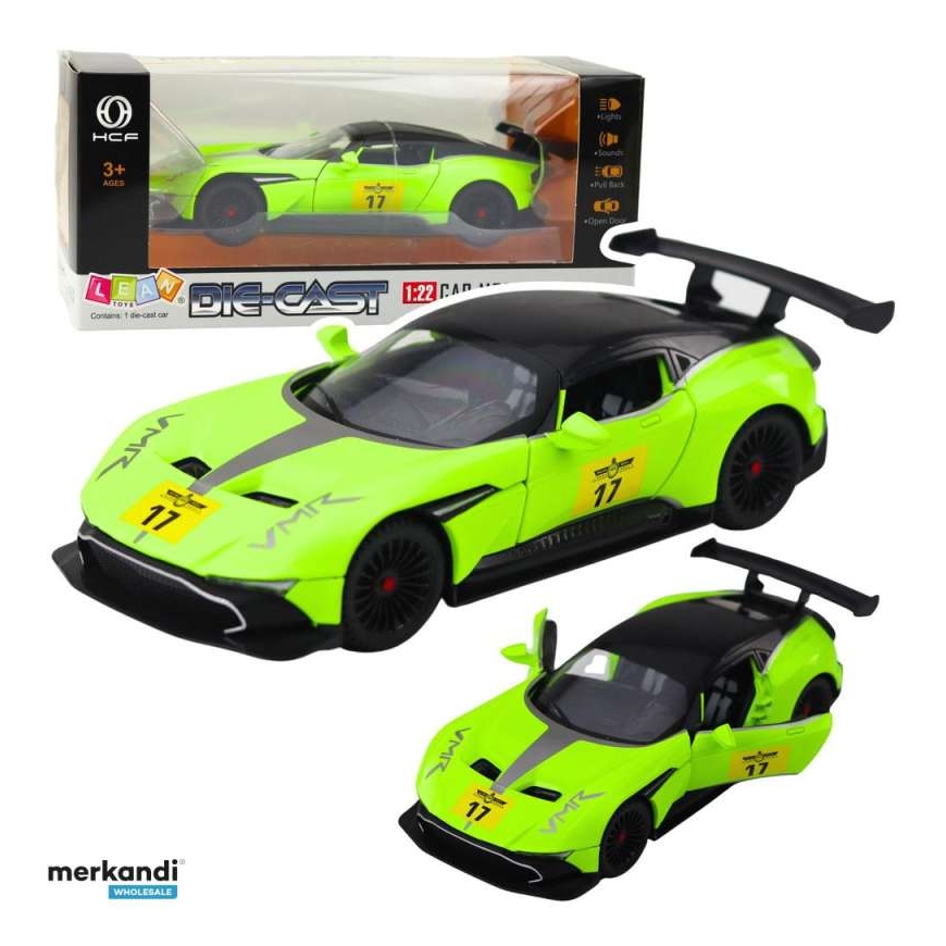 Lean Toys Sporta Auto Ar Pull-Back Piedziņu Gaismas Skaņas Zaļš 1:22